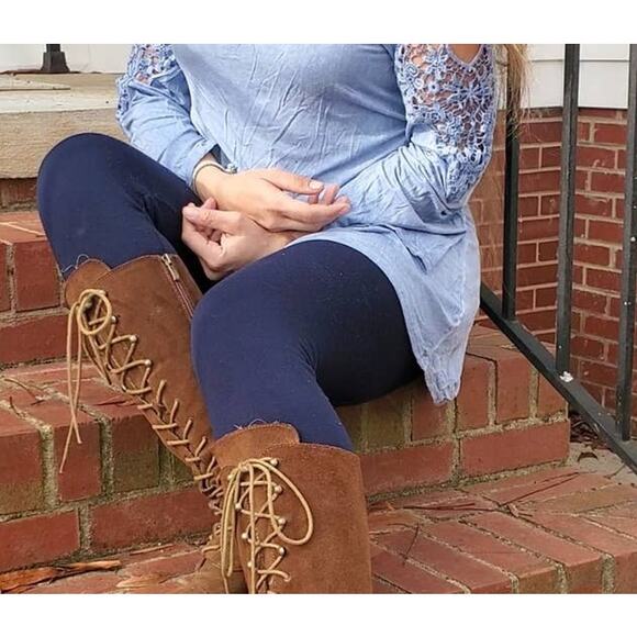 New Mix fleece line high waist leggings navy blue one size - Picture 2 of 4